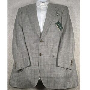 Lauren Ralph Lauren Sport Coat Men 43T Gray Silk Linen Wool Glen Plaid Blazer